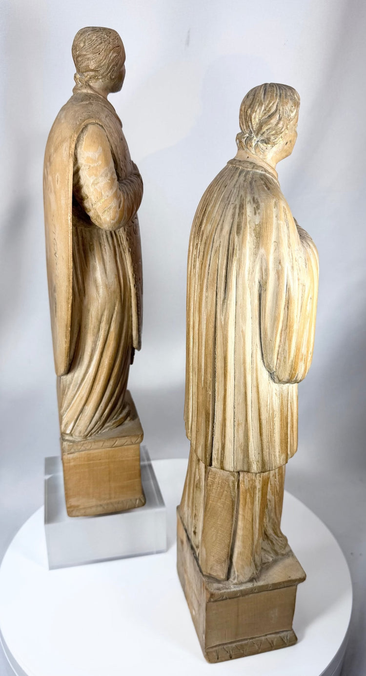 Continental European religious carvings displaying traditional sacred artistry and devotional craftsmanship.