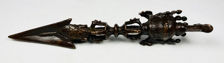 Tibetan Buddhist bronze ritual implements with natural patina