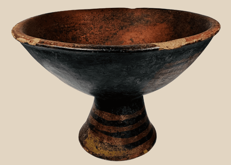 Pre-Columbian | Terracotta Pedestal Vessel with Geometric Motifs | Circa 500 BCE–1200 CE