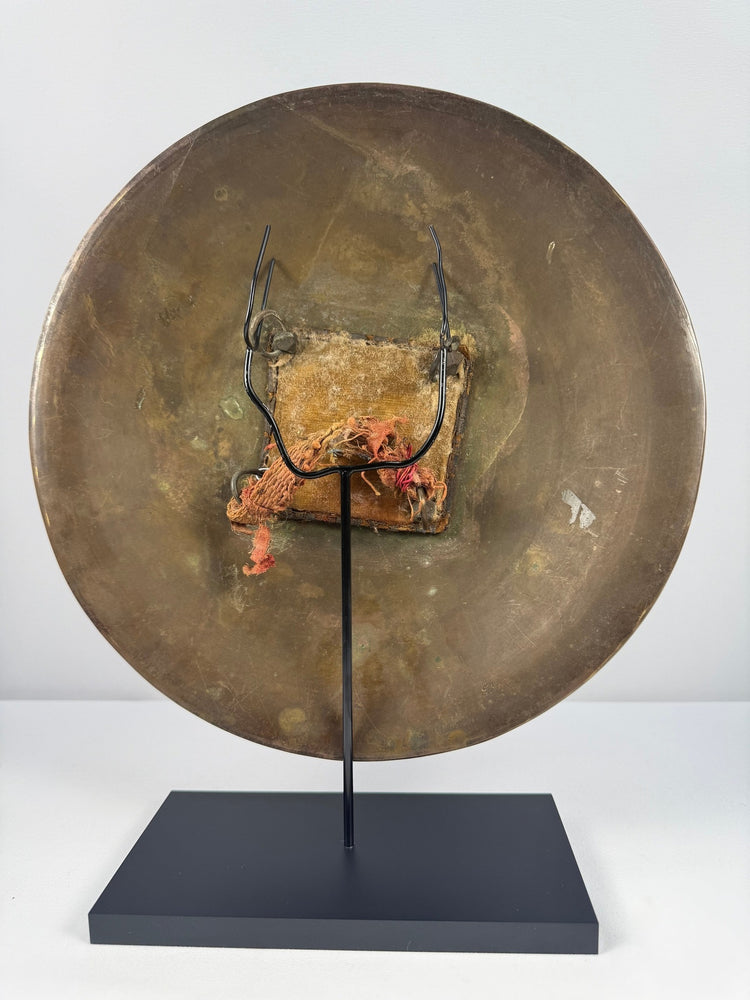Mughal to 19th-century Dhal shield with steel construction, interior handles, and knuckle-guard cushion