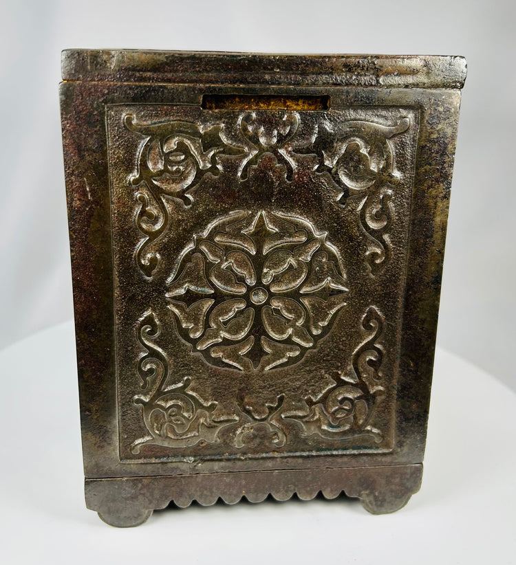 Vintage Libertas Safe bank with eagle emblem and aged patina