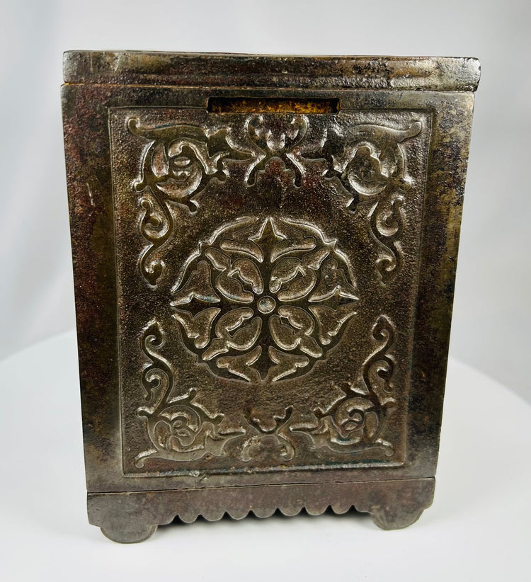 Vintage Libertas Safe bank with eagle emblem and aged patina