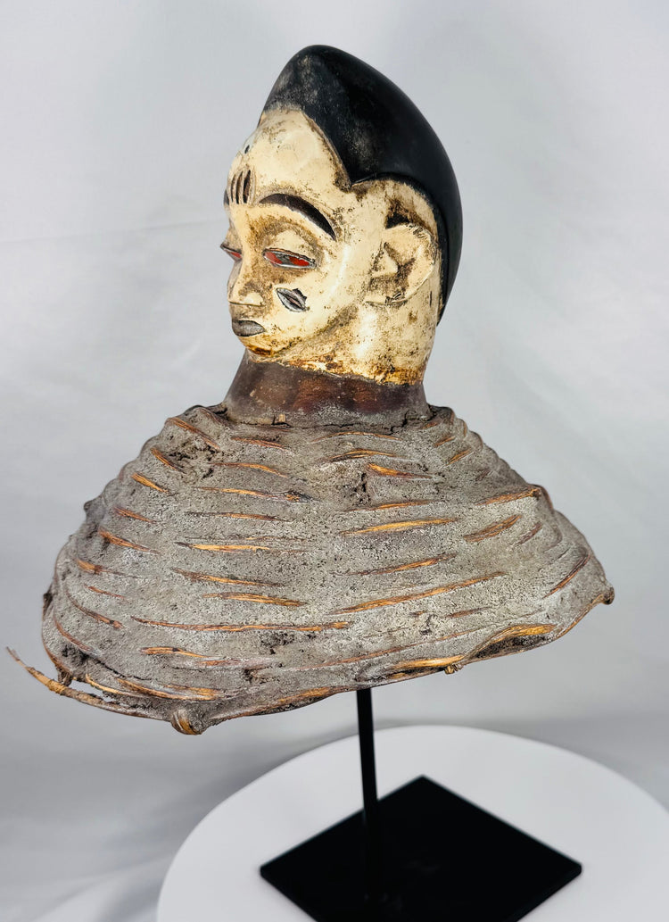 Yoruba ancestor spirit headdress from Nigeria retaining original wicker superstructure and aged ceremonial patina.