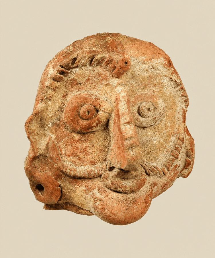Cabeza de terracota de la antigua India | Escultura de arcilla roja del período Shunga | Hacia los siglos II-I a. C.