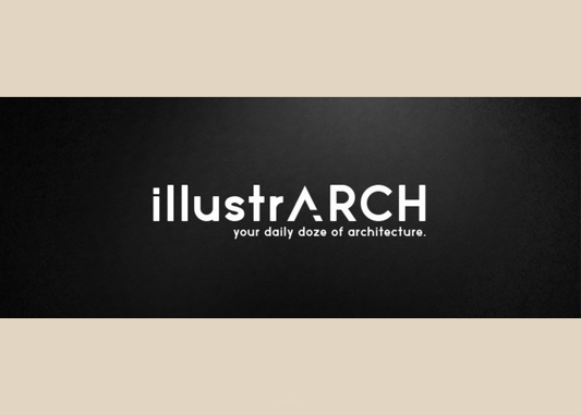 Illustrarch logo displayed on a dark gradient background.