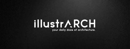 Illustrarch logo displayed on a dark gradient background.