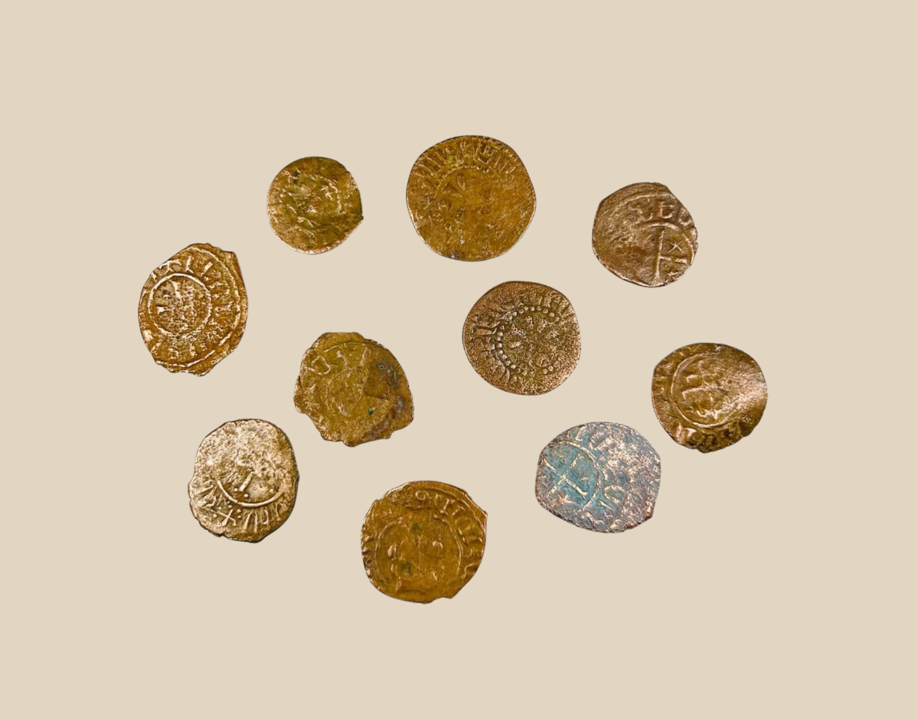 Collection of ancient biblical-era coins from Israel, Judea, and neighboring regions, showcasing historical symbols and inscriptions, displayed on a white background.