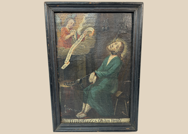 18th century Baroque devotional painting of Christ at the Column