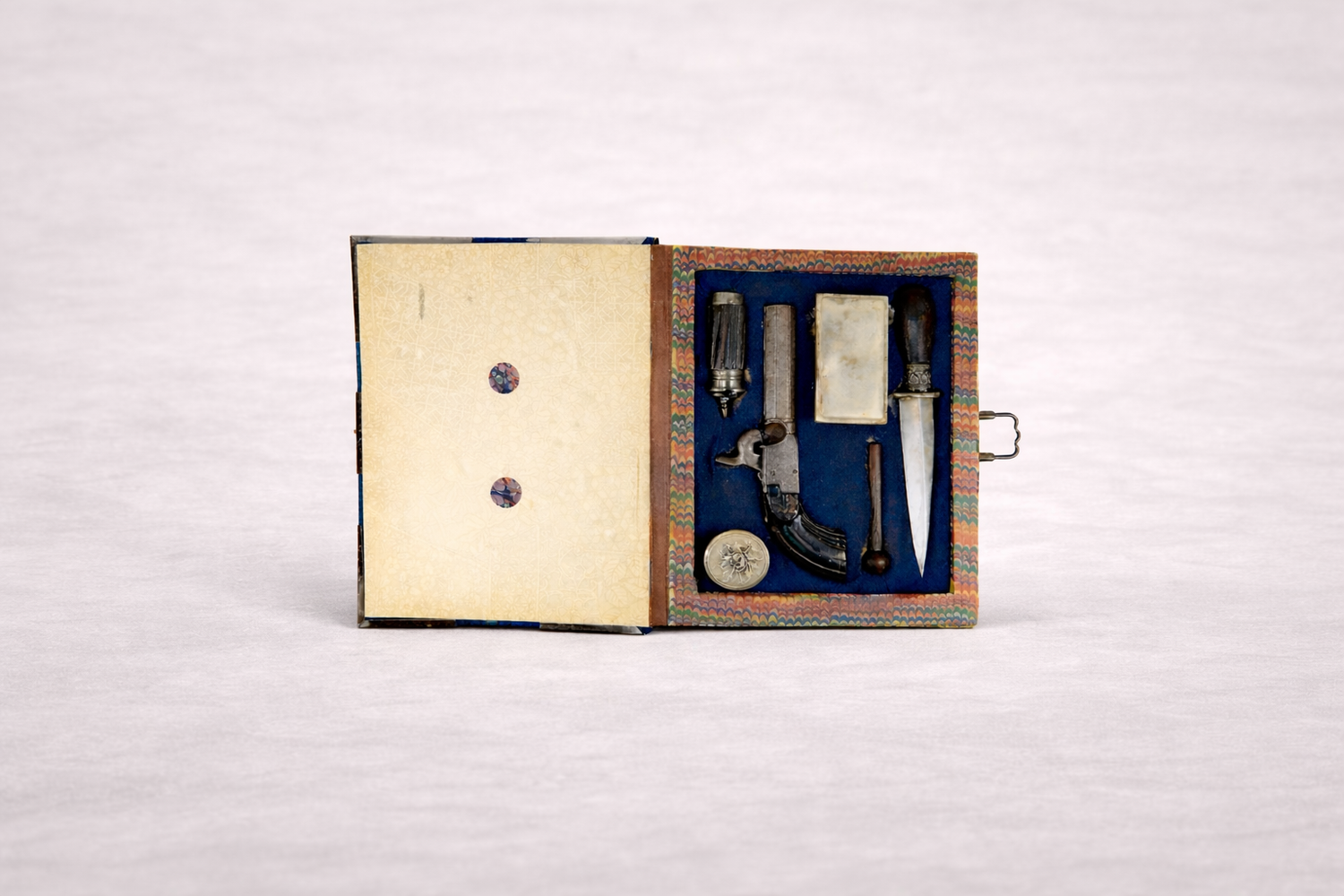 19th century Continental surgical instrument set in fitted case with original tools displayed on neutral background