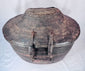 Geometric painted decoration on Tibetan or Nepalese traveling basket