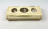 19th century carved bone snuff box featuring three antique portrait photographs and brass hinges