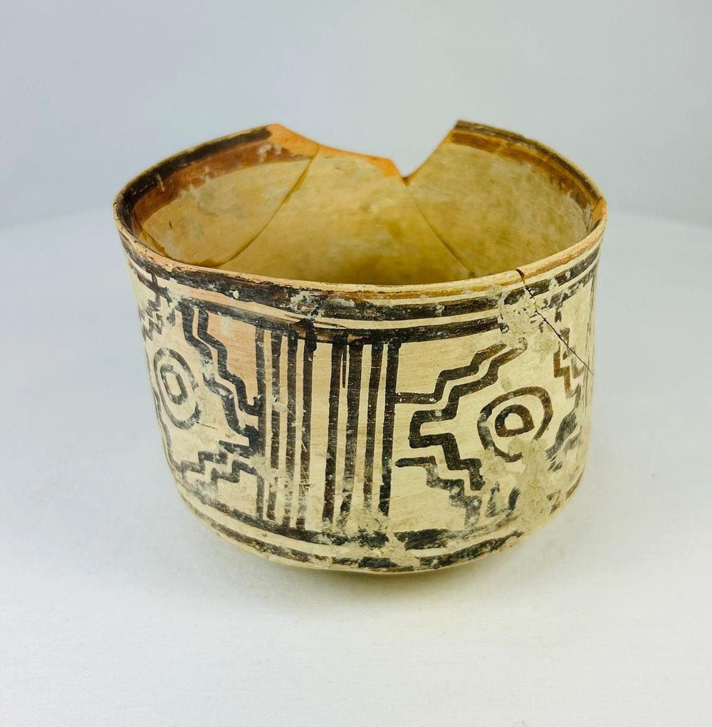 Indus Valley painted pottery vessel with black geometric motifs, circa 3rd Millennium BCE.