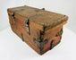 Late 18th century Tibetan lockbox showing dovetail joinery, intact lock and forged iron straps.
