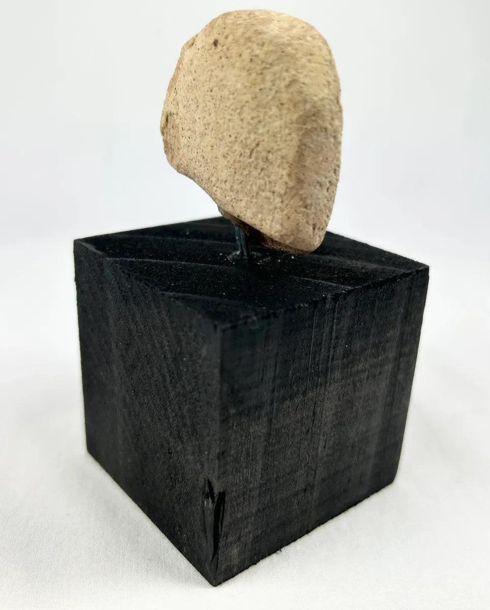 Rear view highlighting surface texture of a Near Eastern terracotta head fragment