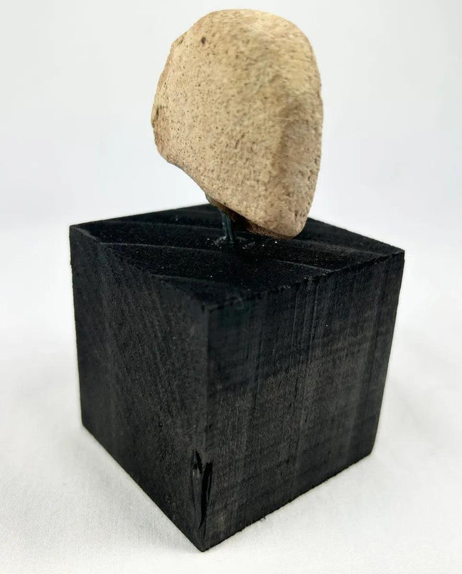 Rear view highlighting surface texture of a Near Eastern terracotta head fragment