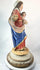 Antique Spanish Colonial Madonna and Child santo with vibrant red-blue robes and gilt highlights, mounted on original aged socle base.