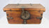 Historic elmwood travel chest from India–Nepal region with original iron hardware and patina.