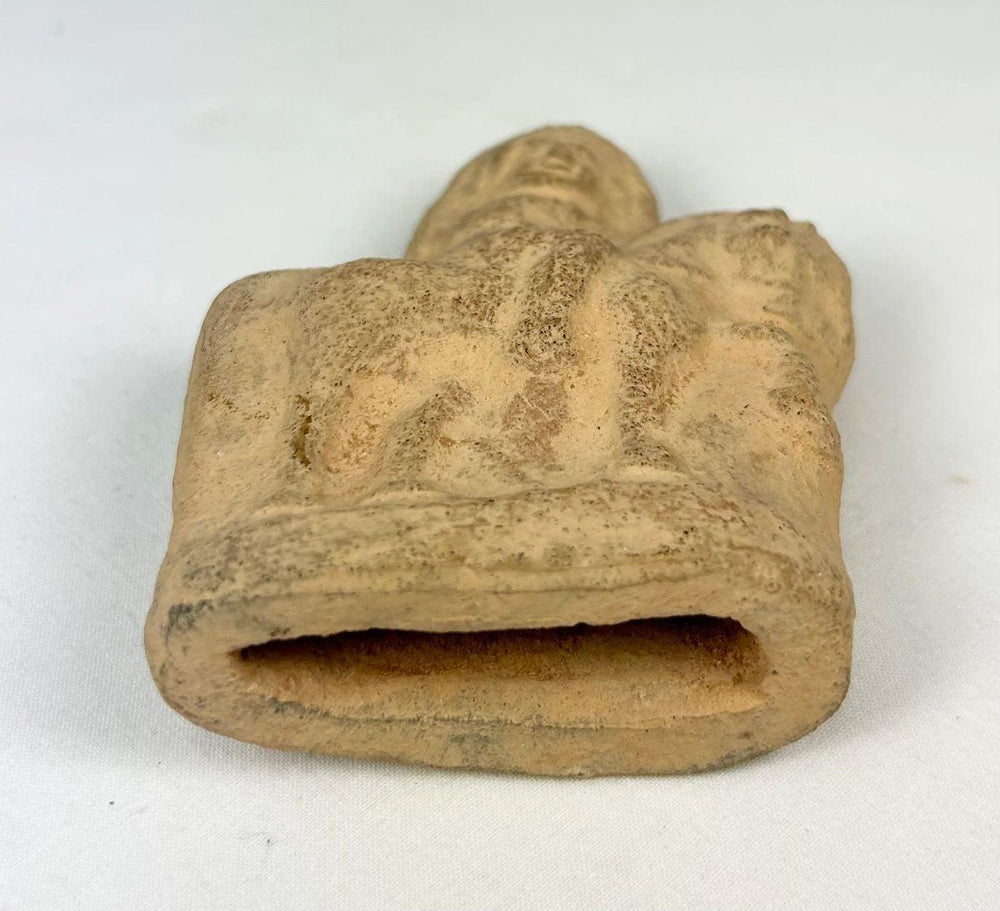 Terracotta horse with rider, archaeological artifact from Roman Egypt, museum-quality piece.