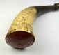 Colonial powder horn engraved “Ft William Henry 1755” with Lake George scene and colonial figures