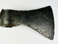 17th–18th century forged iron axe head with oval eye and authentic wear from use