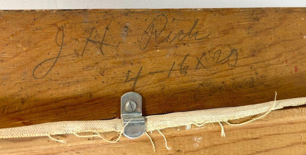 Still life by John Hubbard Rich depicting fruit and wine in gilt frame