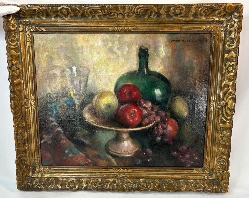 Early 1900s oil on canvas still life by John Hubbard Rich in gilt frame