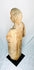 Hand-carved wooden religious figure, 41 inches tall, serene posture and flowing drapery, representing saint or holy icon, medieval to Renaissance European craftsmanship with deep carving and patina.