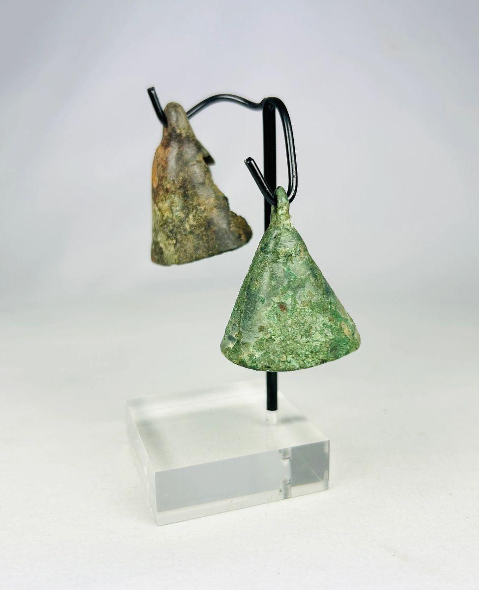Roman Empire cast bronze ritual bell showing aged patina and intact suspension loop