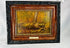 Framed oil painting "Overturned Tree Root" attributed to Thomas Mower Martin, showing a forest scene with rich brown and yellow tones in ornate carved frame.