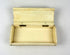 Victorian era bone keepsake box with antique portrait photographs and brass hinged lid
