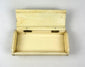 Victorian era bone keepsake box with antique portrait photographs and brass hinged lid