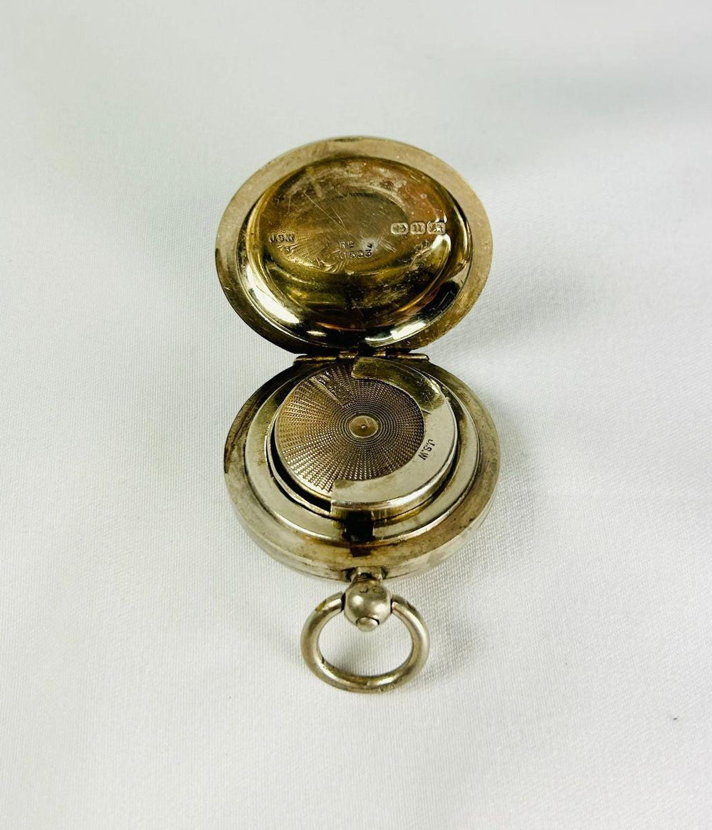 Antique UK sterling silver sovereign holder, circa 1880s, securely holds sovereign coins