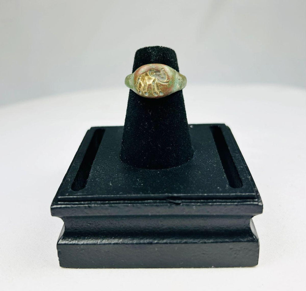 Bronze ring featuring an elephant relief on the bezel, ancient Near East or Indian subcontinent