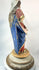 27-inch hand-carved wooden Madonna holding the Christ Child with golden orb, polychrome surface with visible historic wear and craquelure.