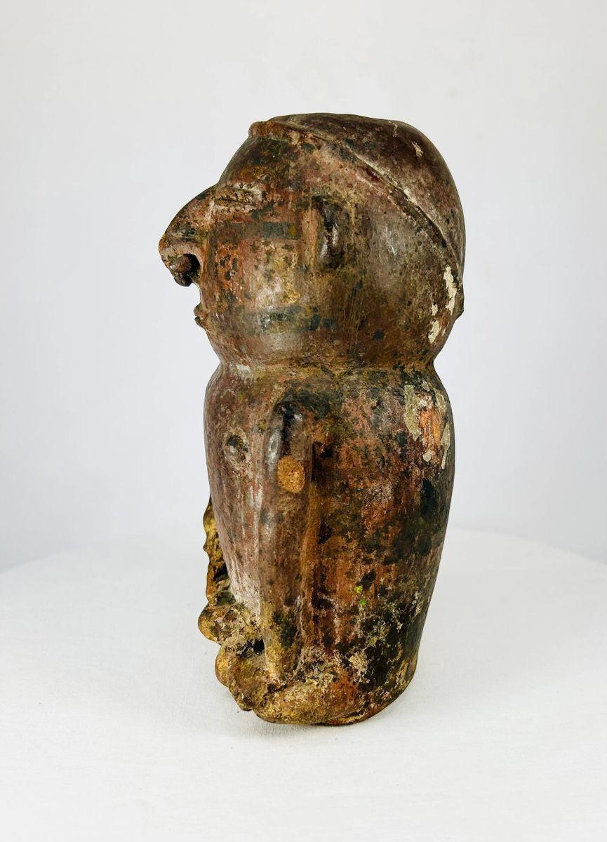 Ancient Pre-Columbian terracotta human effigy vessel — profile view showing sculpted facial features and ritual form, authentic artifact from Relic and Rarity