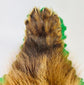 Detailed close-up of early 20th-century wolverine taxidermy rug showing preserved fur texture, dorsal stripe, and felt edging from Northern North America – Relic and Rarity.