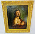 Devotional 18th century painting of Christ with Crown of Thorns, framed European religious art.