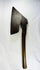 Historical forged iron axe leaf-shaped blade and tapered edge patina
