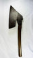 Historical forged iron axe leaf-shaped blade and tapered edge patina