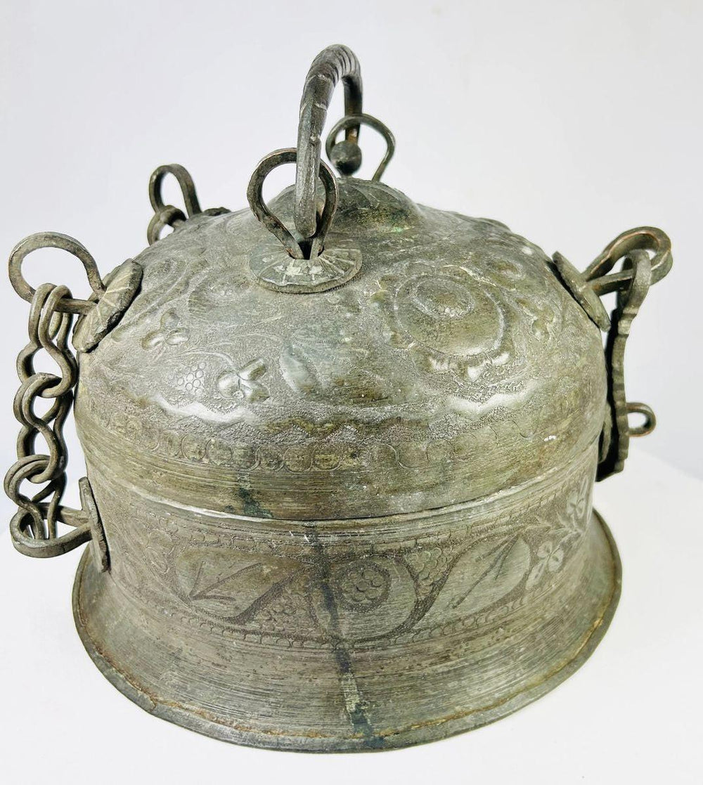 Mughal-style cast metal censer with ornate floral design