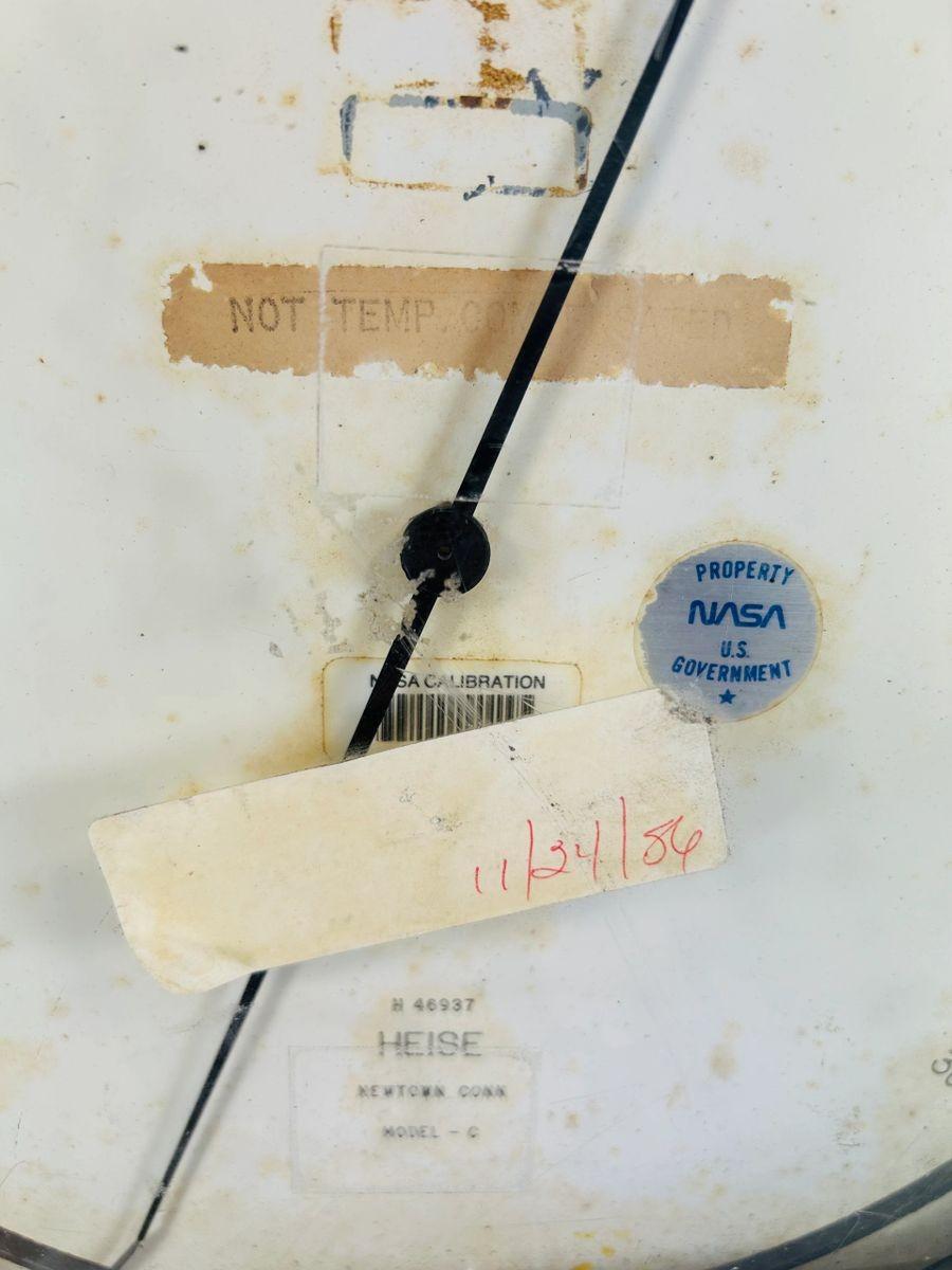 1980s NASA equipment gauge with calibration and service stickers