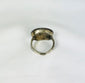 Antique Near Eastern carnelian intaglio ring, engraved motifs on red carnelian, silver mount, black display stand