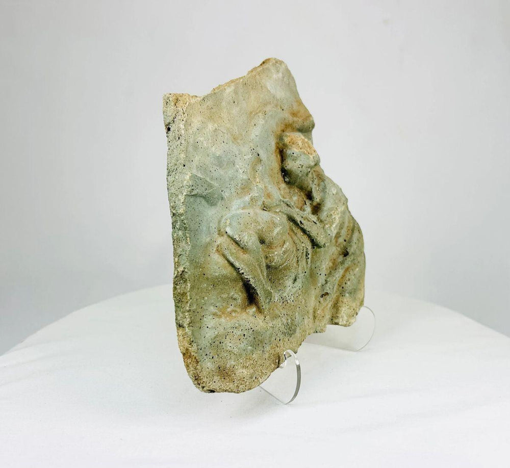 Ancient carved limestone relief fragment from Mediterranean or Near East Classical Period circa 500 BCE–500 CE