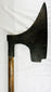 German or Scandinavian executioner-style axe, forged iron with hallmark stamps and rustic patina.
