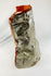 Authentic flown NASA Space Shuttle insulation blanket made of fibrous silica batting with reflective silver thermal surface and orange edge seal, used in the Orbiter Thermal Protection System (TPS), stamped April 1983 with serial number and manufacturer code visible on the metal tag, approximately 11 by 10 inches, aerospace artifact from the Space Shuttle Program.