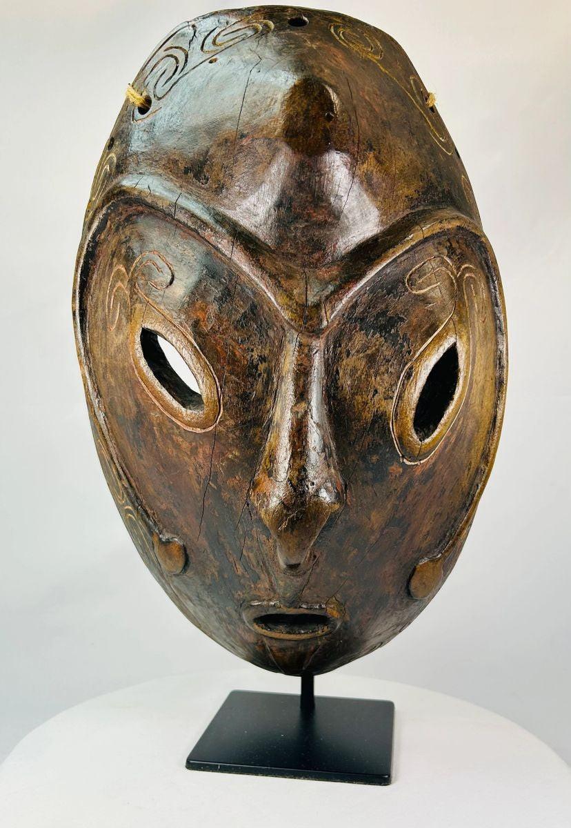 Detail of incised patterns surrounding the eyes of a Sepik River mask