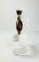 Glass alabastron decorated with marbled browns yellows and gold trailing
