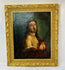 18th century European oil painting of Jesus Christ with Crown of Thorns in ornate gilt frame, antique religious artwork.