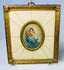 Close-up of Virgin Mary devotional miniature with halo, European religious artwork