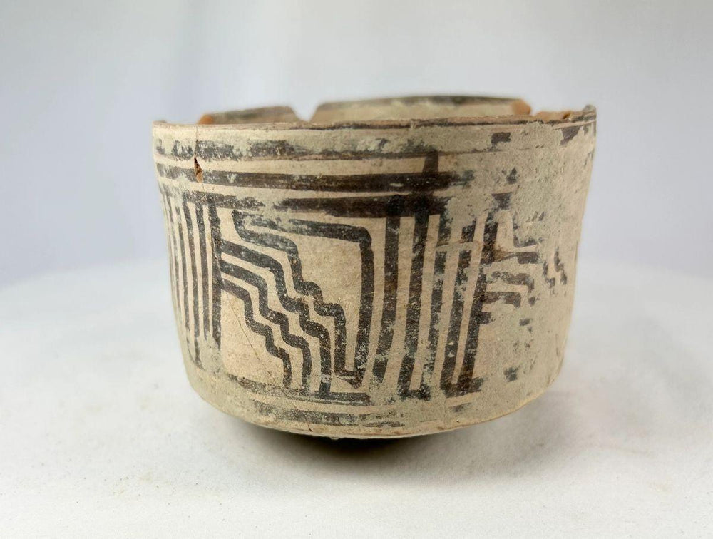 Indus Valley terracotta bowls with black geometric linear and zigzag motifs